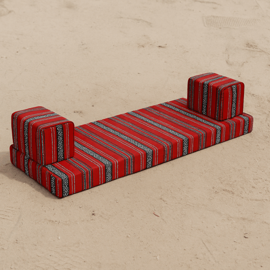 Arabic Sadu Ground Seating for Outdoor Trips with 2 Cushions