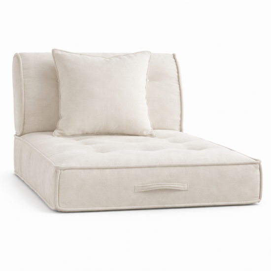 Moroccan Floor Seating Set with Backrest & Cushion - Off-White